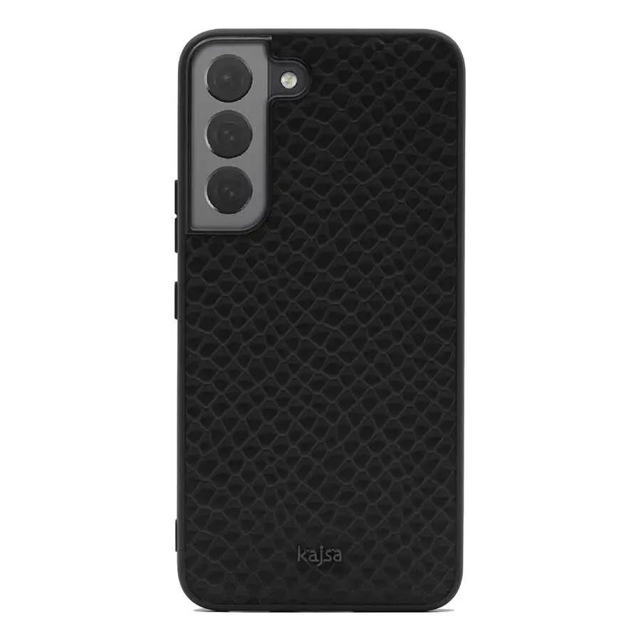 Galaxy S22 Hakiki Deri Kılıf, Kablosuz Şarj Uyumlu - Kajsa Pearl Pattern