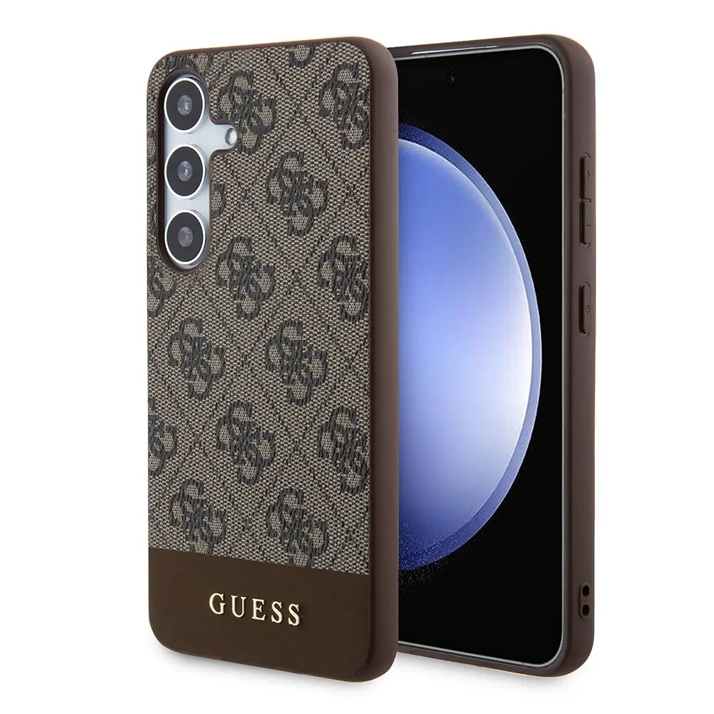 Galaxy S24 Plus PU Deri Şerit Logo Kılıf - Guess Lisanslı