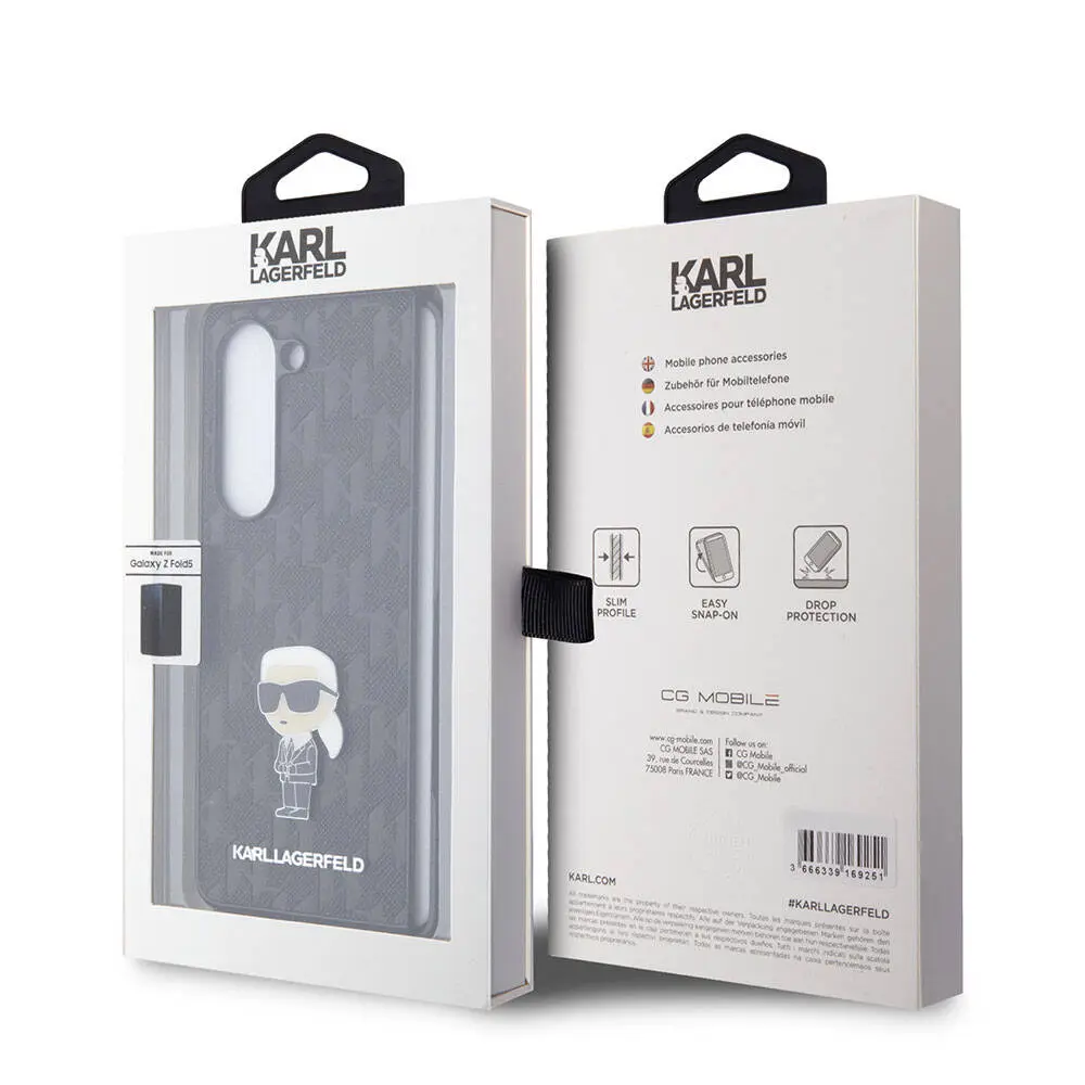 Galaxy Z Fold 5 Kılıf, Lisanslı Karl Lagerfeld Saffiano Kapak