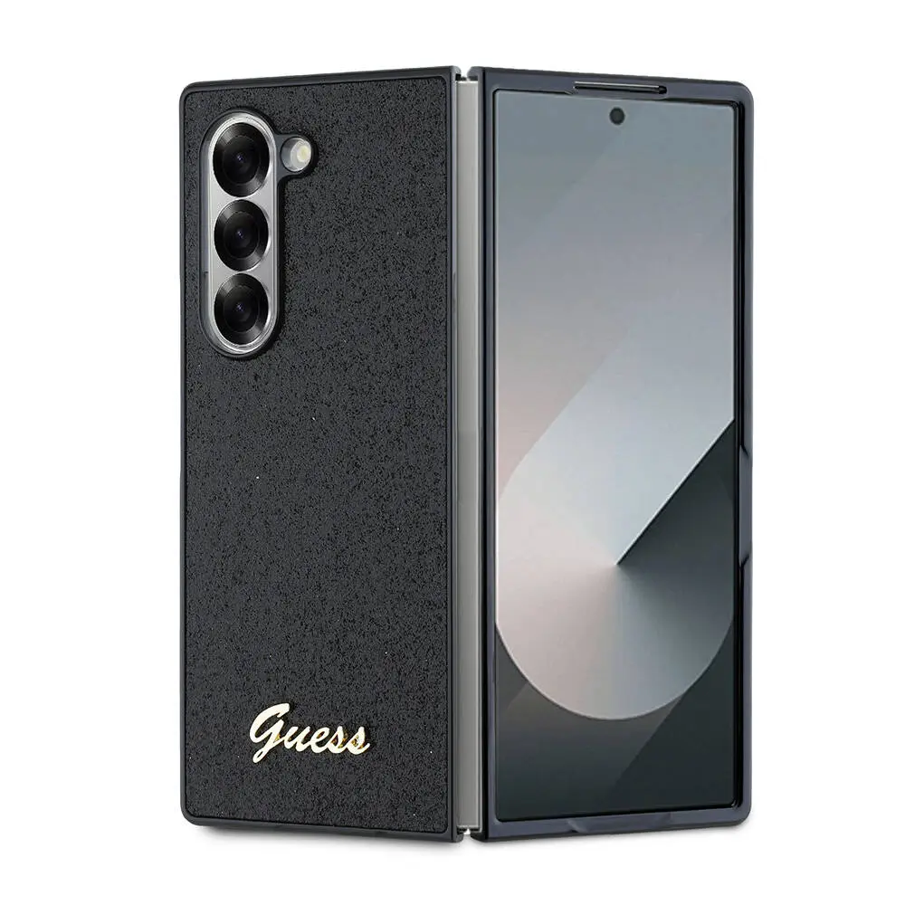 Galaxy Z Fold 6 Kılıf Guess Lisanslı Glitter Script Kapak - Siyah