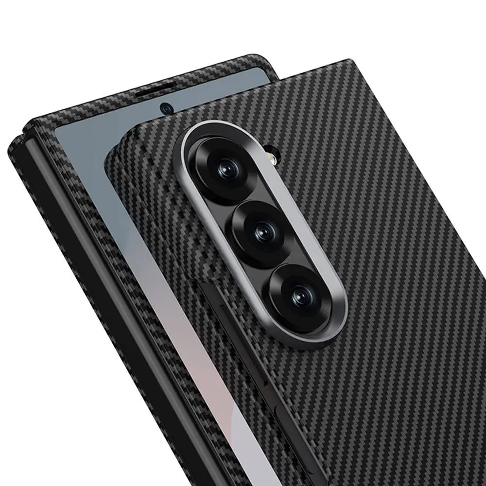 Galaxy Z Fold 6 Kamera Korumalı Karbon Fiber Tasarımlı Kılıf - GKK Kıpta