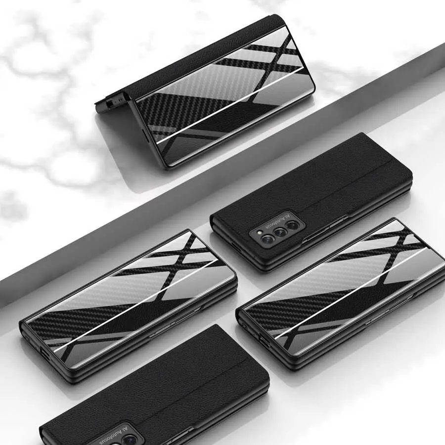 Galaxy Z Fold 2 Kılıf, 9H Temperli Cam Ön Yüzeyli - GKK Droga