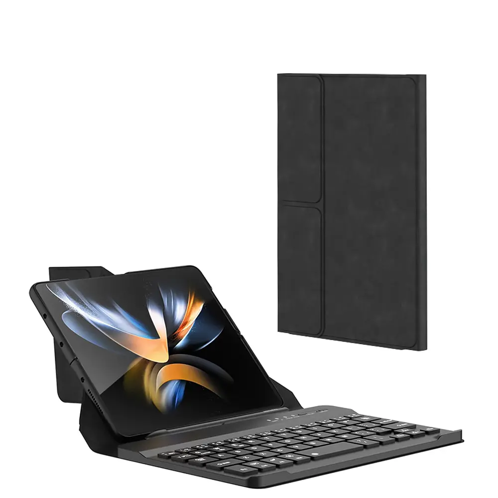 Galaxy Z Fold 3 Standlı Klavyeli Kalem Bölmeli Kılıf - GKK Kıpta